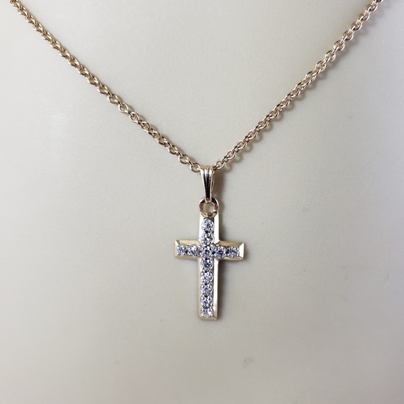 Vintage 14 Karat Yellow Gold Diamond Cross Pendant #13562 - Picture 5 of 5